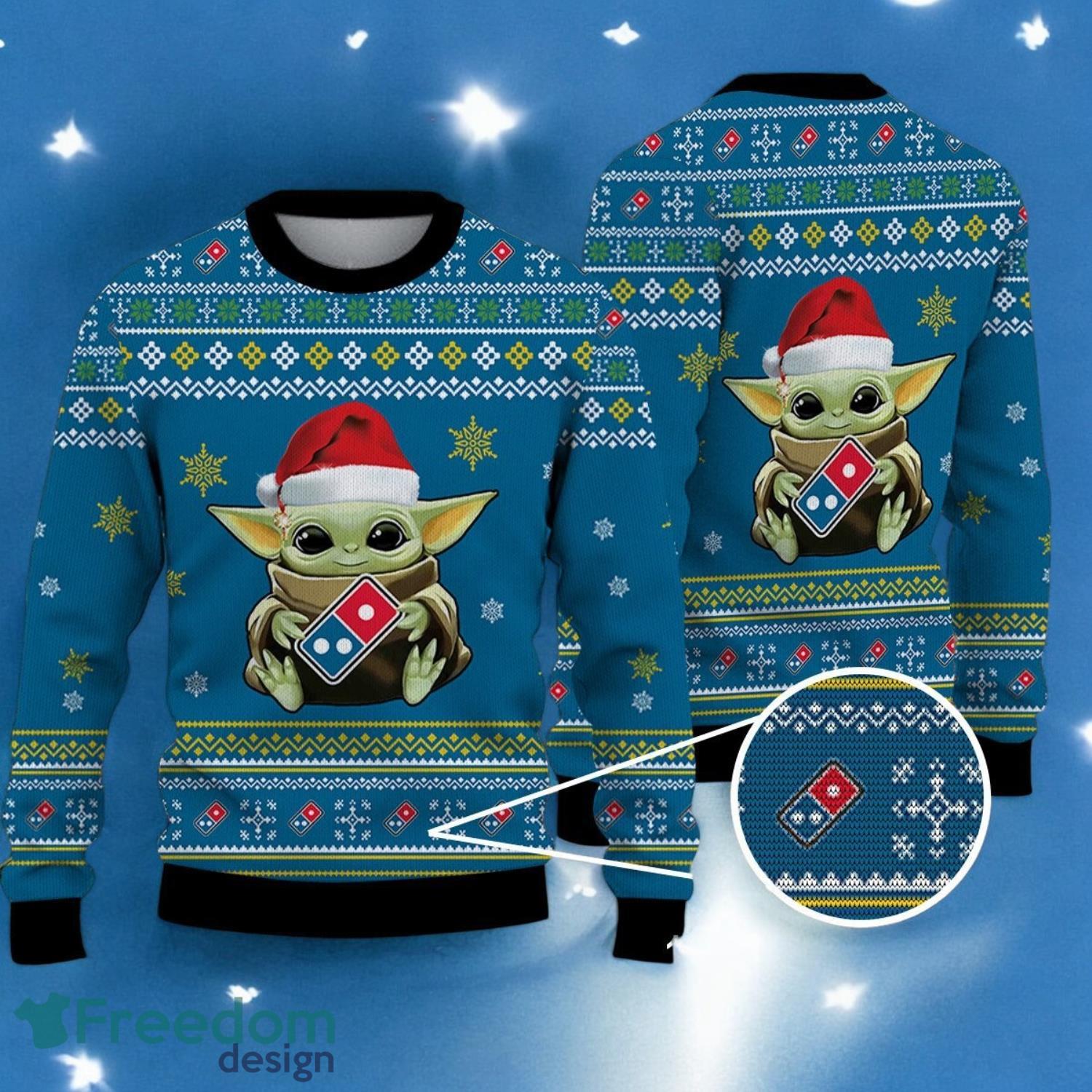 Baby Yoda Ugly Sweater domino's pizza Christmas Sweater For Men Women Hoiliday Gift image Baby Yoda Ugly Sweater domino's pizza Christmas Sweater For Men Women Hoiliday Gift