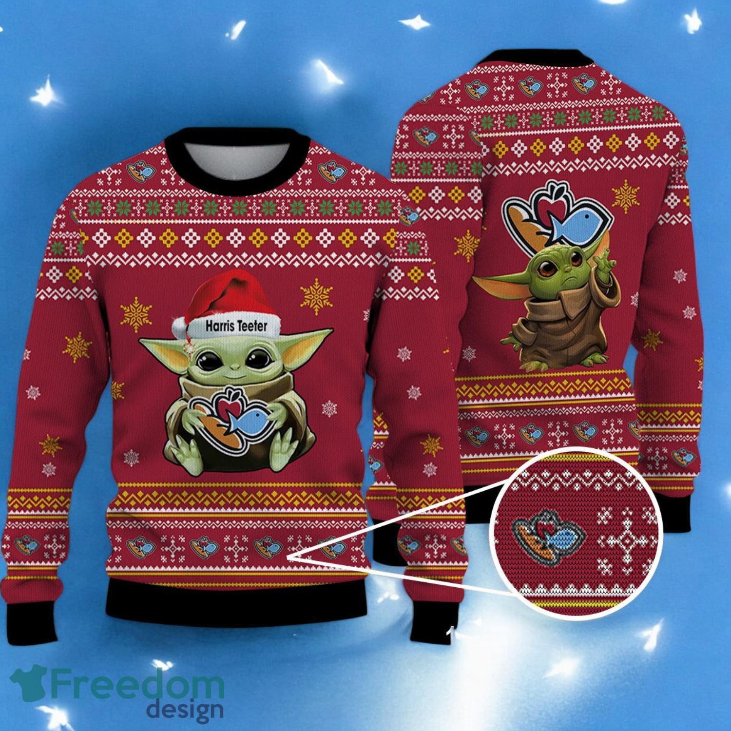Baby Yoda Ugly Sweater harris teeter Christmas Sweater For Men Women Hoiliday Gift image Baby Yoda Ugly Sweater harris teeter Christmas Sweater For Men Women Hoiliday Gift Product Photo 1