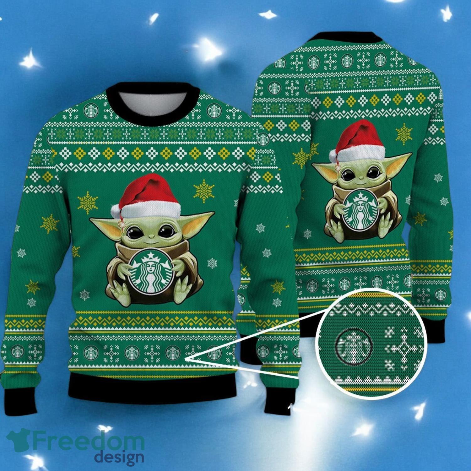 Baby Yoda Ugly Sweater starbucks Christmas Sweater For Men Women Hoiliday Gift image Baby Yoda Ugly Sweater starbucks Christmas Sweater For Men Women Hoiliday Gift Product Photo 1