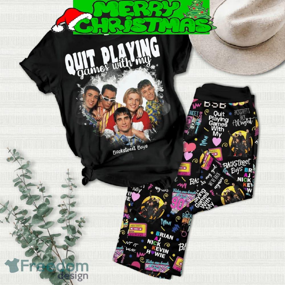 Backstreet Boys Quit Playing Game With My Backstreet Boys Black Fleece Pajamas Set Men Women For Fans image Backstreet Boys Quit Playing Game With My Backstreet Boys Black Fleece Pajamas Set Men Women For Fans - Backstreet Boys Quit Playing Game With My Backstreet Boys Black Fleece Pajamas Set-3