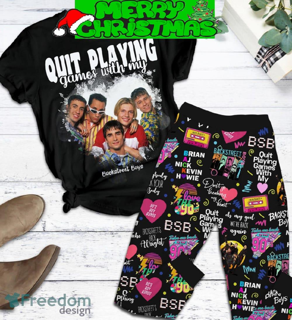 Backstreet Boys Quit Playing Game With My Backstreet Boys Black Fleece Pajamas Set Men Women For Fans image Backstreet Boys Quit Playing Game With My Backstreet Boys Black Fleece Pajamas Set Men Women For Fans - Backstreet Boys Quit Playing Game With My Backstreet Boys Black Fleece Pajamas Set-1