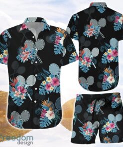 Badminton Shirt Design Badminton Tropical Pattern Hawaiian Shirt and Shorts Badminton Related Gifts