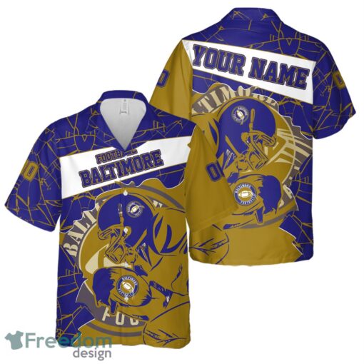 Baltimore Football Team Personalized Name Number Hawaiian Shirt And Shorts Team Gift Product Photo 1