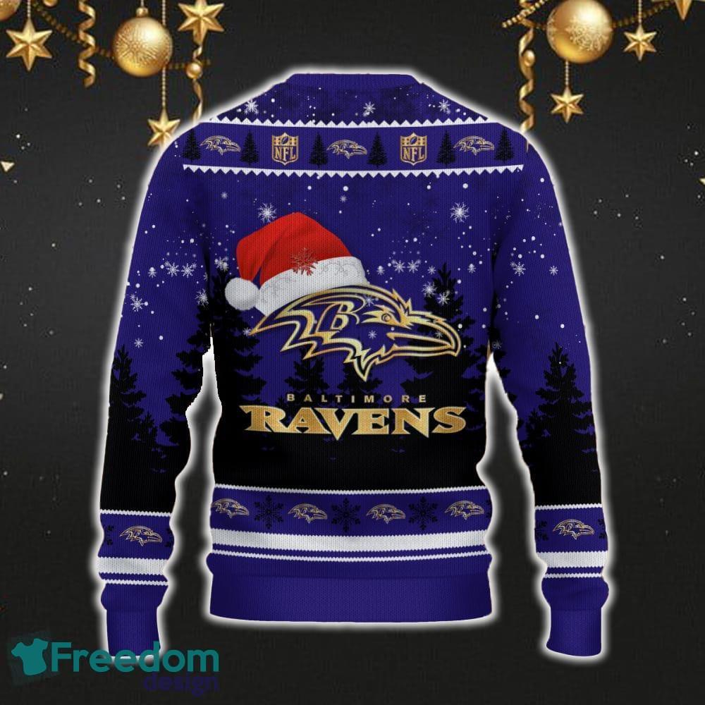 Baltimore Ravens Car For Fans 3D Sweater Ugly Christmas Santa Hat Tree Gift For Men Women image Baltimore Ravens Car For Fans 3D Sweater Ugly Christmas Santa Hat Tree Gift For Men Women - Baltimore Ravens Ugly Christmas Sweater_3