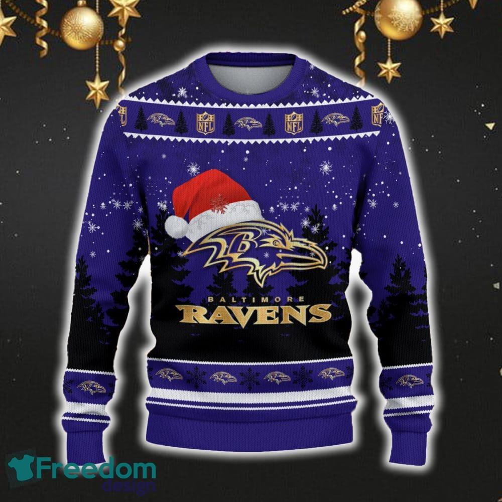 Baltimore Ravens Car For Fans 3D Sweater Ugly Christmas Santa Hat Tree Gift For Men Women image Baltimore Ravens Car For Fans 3D Sweater Ugly Christmas Santa Hat Tree Gift For Men Women - Baltimore Ravens Ugly Christmas Sweater_2