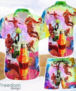 Basketball And Beer 3D Hawaii Shirt Watercolor Tie Dye Gifts Unisex 3D Hawaiian Shirt and Shorts