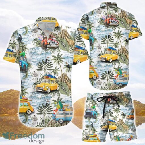 Beach Hawaiian Shirt Tropical Vintage Botanical Island Palm Tree Car Beach 3D Printing Product Photo 1