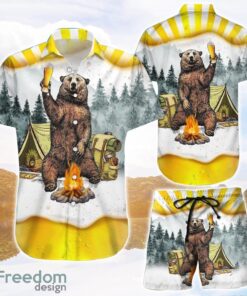 Bear And Beer Camping Gifts Unisex 3D Printing Hawaiian Shirt