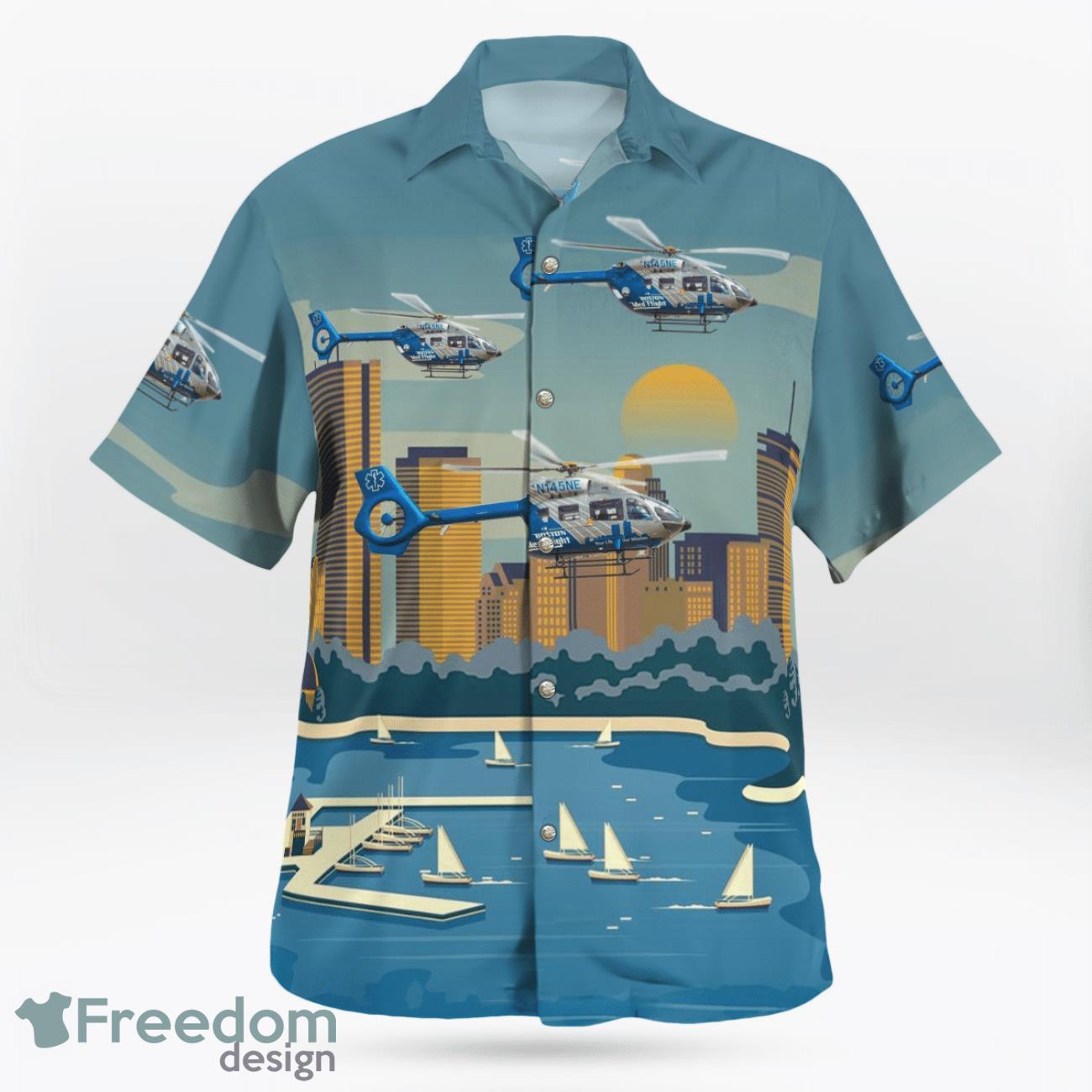 Bedford, Massachusetts, Boston MedFlight Airbus Helicopters H145 Hawaiian Shirt Bedford, Massachusetts, Boston MedFlight Airbus Helicopters H145 Hawaiian Shirt Product Photo 3