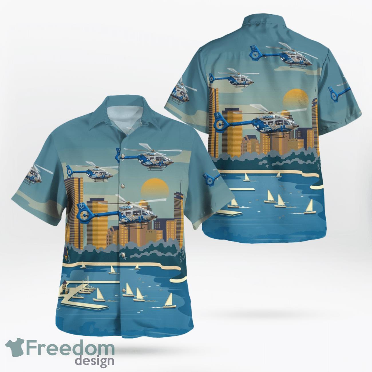 Bedford, Massachusetts, Boston MedFlight Airbus Helicopters H145 Hawaiian Shirt image Bedford, Massachusetts, Boston MedFlight Airbus Helicopters H145 Hawaiian Shirt Product Photo 1