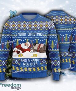 Beer and Cheers blue Ugly Christmas Sweater