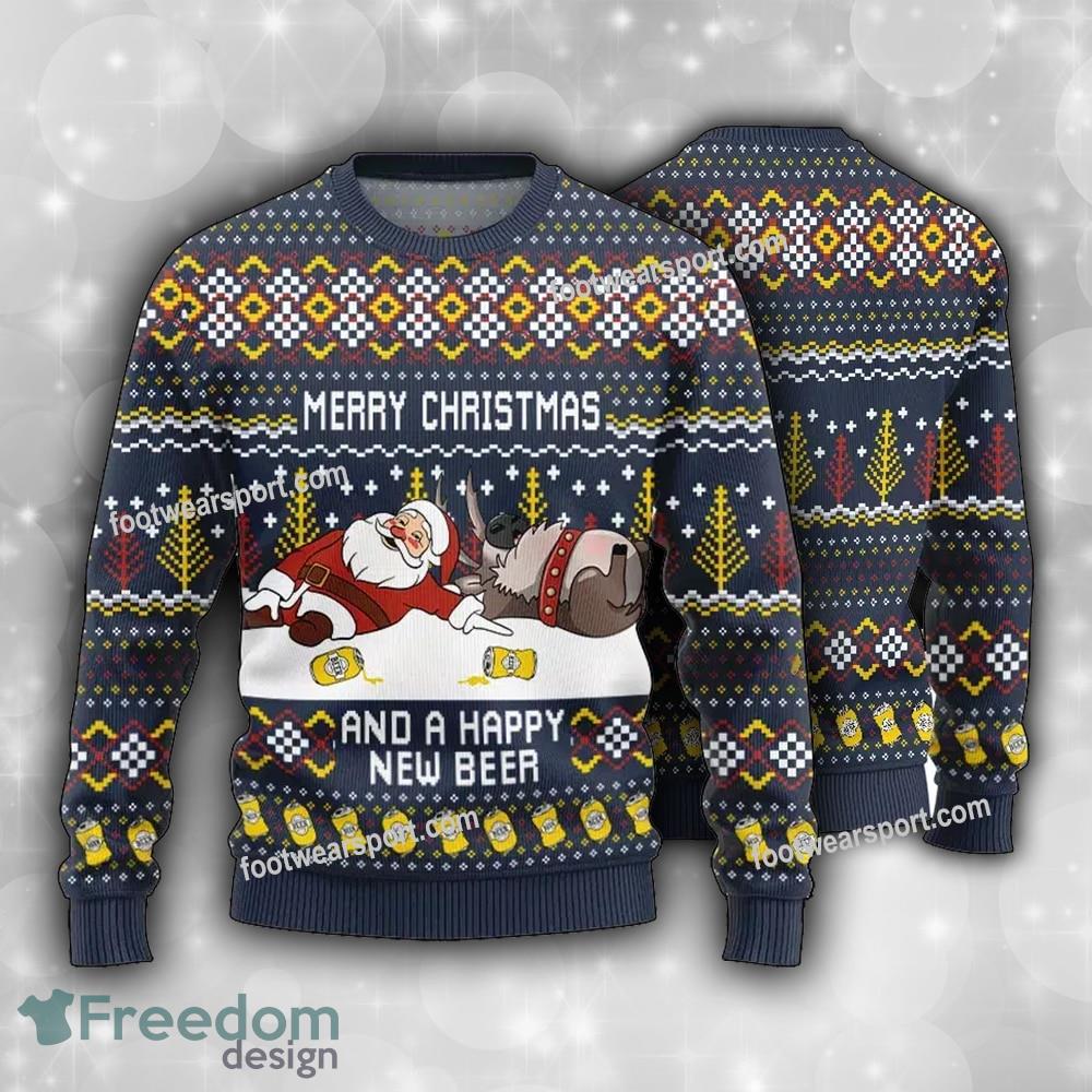 Beer and Cheers navy Ugly Christmas 3D Sweater image Beer and Cheers navy Ugly Christmas 3D Sweater - Beer and Cheers navy Ugly Christmas 3D Sweater