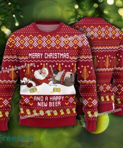 Beer and Cheers red Knitted Xmas Sweater AOP