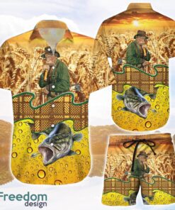 Beer Fishing Man Gifts Unisex Hawaiian Shirt and Shorts