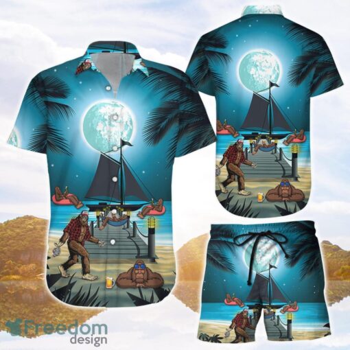 Bigfoot Beer Drink Summer Beach Aloha Hawaiian Shirt and Shorts Product Photo 1