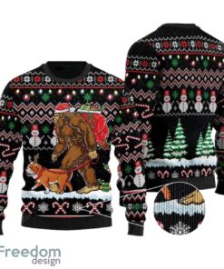 Bigfoot English Bulldog All-Over Print Christmas Sweater, Bigfoot English Bulldog Christmas Sweater