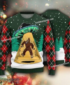 Bigfoot UFO green Ugly Christmas Sweater Bigfoot UFO green Ugly Christmas Sweater