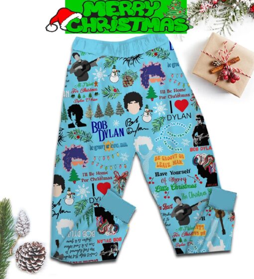 Bob Dylan All I Want For Christmas Is Bob Dylan Be Groovy Or Leave Man I Will Be Home For Christmas Fleece Pajama Set All Over Print Christmas Gift - 050824-192908