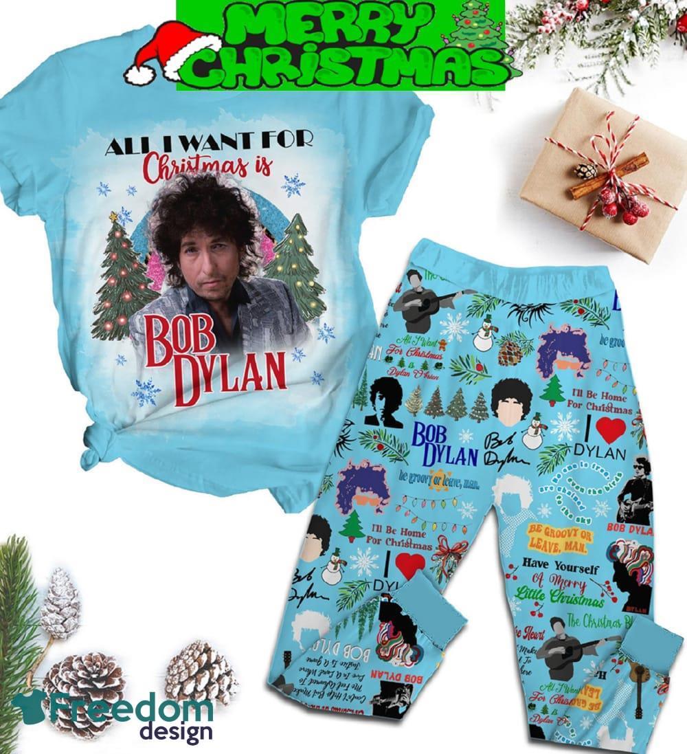 Bob Dylan All I Want For Christmas Is Bob Dylan Be Groovy Or Leave Man I Will Be Home For Christmas Fleece Pajama Set All Over Print Christmas Gift - 020824-142724