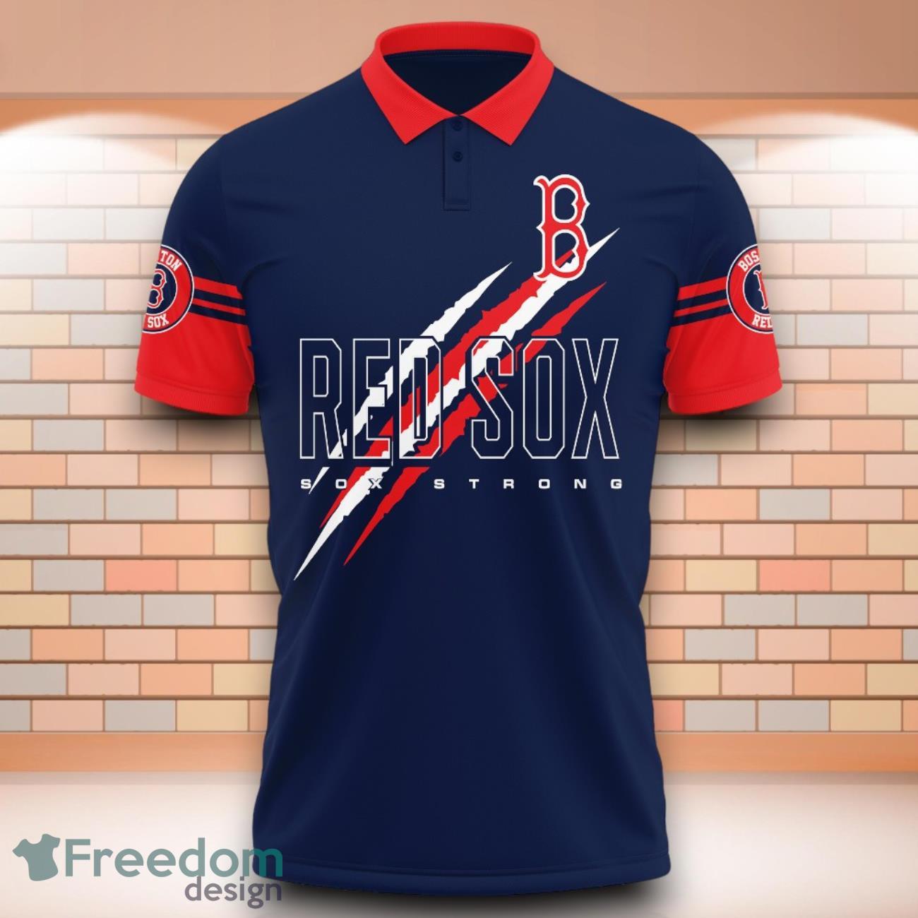 Boston Red Sox MLB Sox Strong 3D Polo Shirt With Claws Pattern image Boston Red Sox MLB Sox Strong 3D Polo Shirt With Claws Pattern Product Photo 2