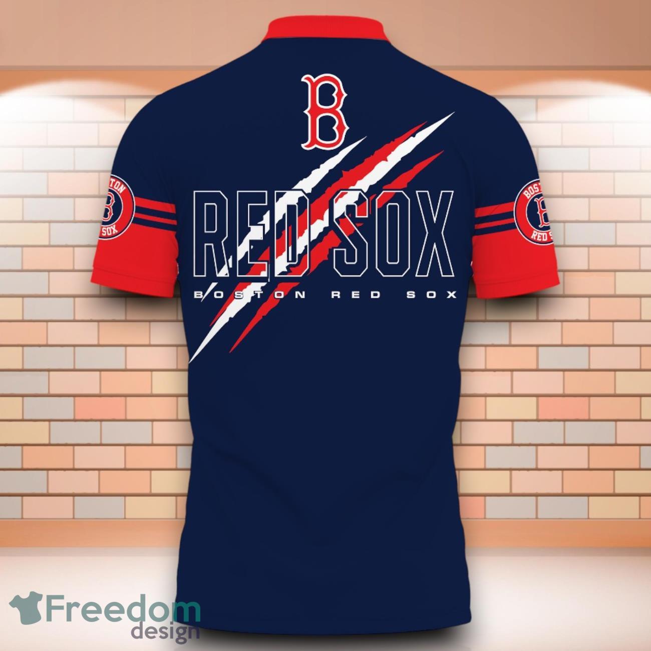 Boston Red Sox MLB Sox Strong 3D Polo Shirt With Claws Pattern Boston Red Sox MLB Sox Strong 3D Polo Shirt With Claws Pattern Product Photo 3