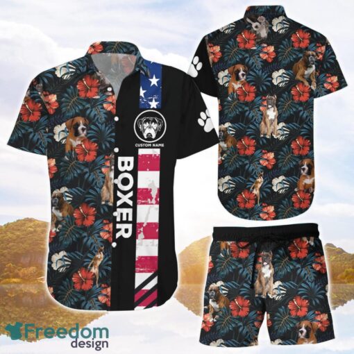 Boxer Dog Hawaiian Shirt Custom Name Boxer American Flag Tropical 3D Printing Product Photo 1