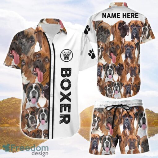 Boxer Dog Hawaiian Shirt Personalize Boxer Dog Faces 3D Printing Hawaiian Shirt Boxer Dog Themed Gifts Product Photo 1