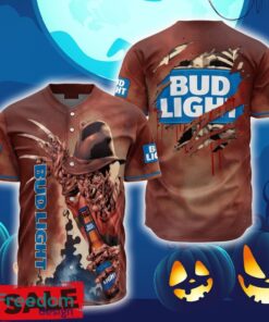 Bud Light Halloween Freddy Krueger Baseball Jersey Shirt New All Over Print
