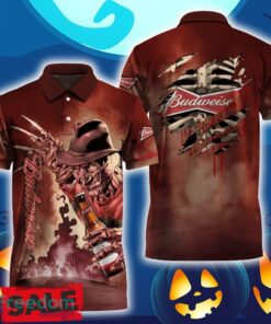Budweiser Beer Halloween Freddy Krueger Polo Shirt For Men Women Gift Christmas Holidays