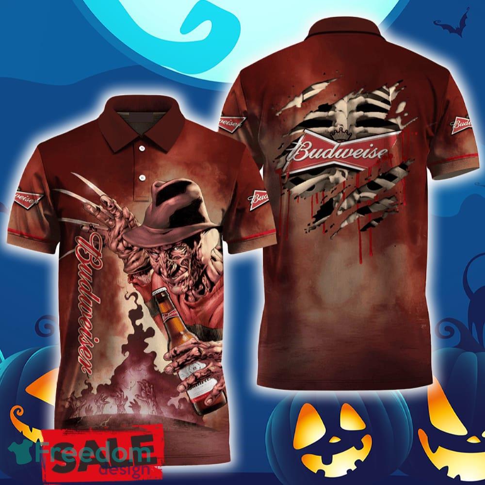 Budweiser Beer Halloween Freddy Krueger Polo Shirt For Men Women Gift Christmas Holidays image Budweiser Beer Halloween Freddy Krueger Polo Shirt For Men Women Gift Christmas Holidays - Budweiser Beer Halloween Freddy Krueger Polo Shirt For Men Women Gift Christmas Holidays