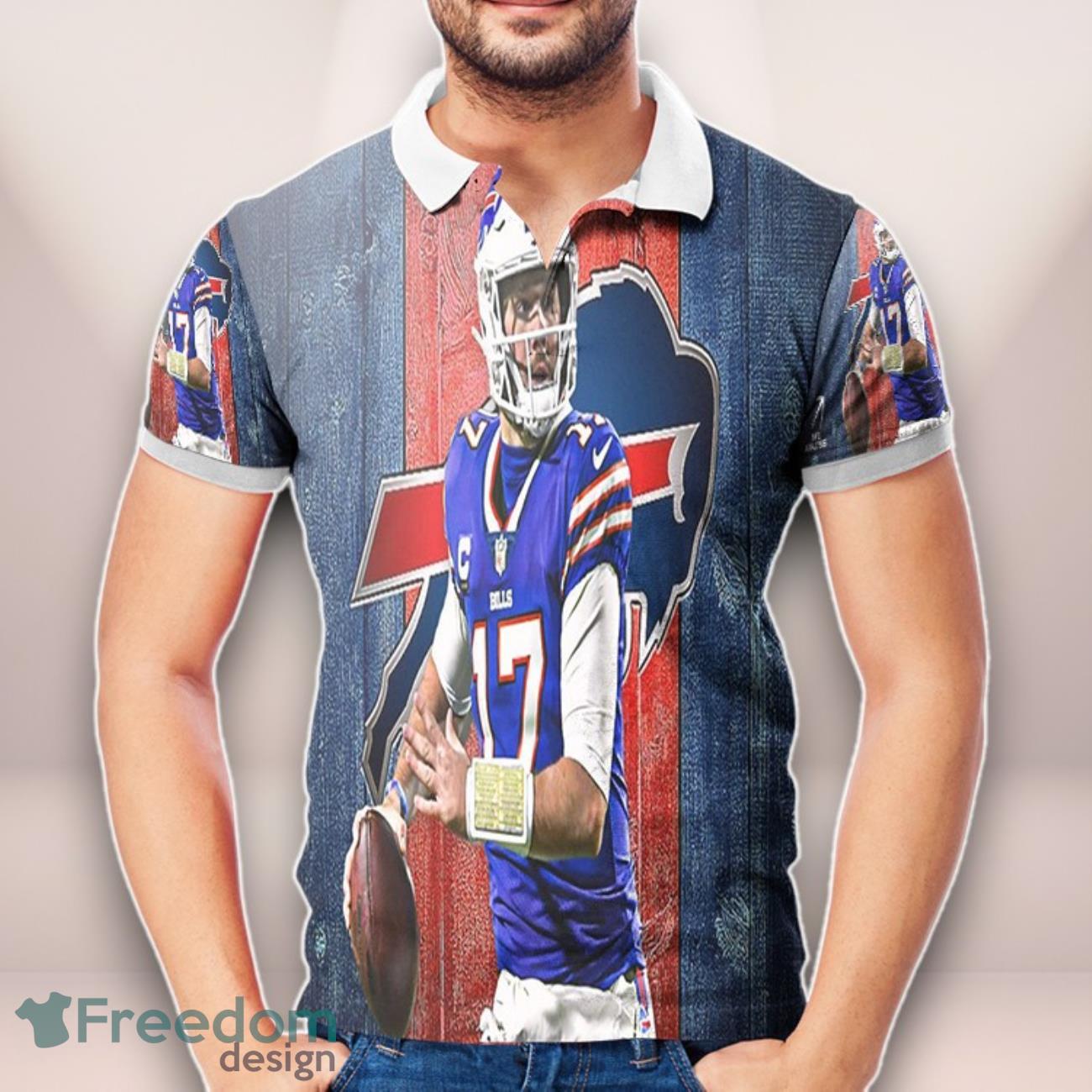 Buffalo Bills Josh Allen 3D Printed Polo Shirt Unisex Clothes For Men Women image Buffalo Bills Josh Allen 3D Printed Polo Shirt Unisex Clothes For Men Women Product Photo 1