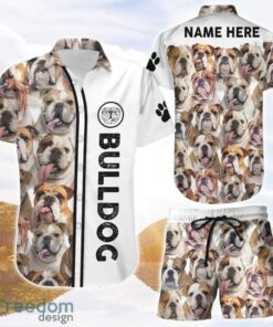 Bulldog Hawaiian Shirt Personalize Name Bulldog Faces Button Down Shirts Gift For Bulldog Lovers