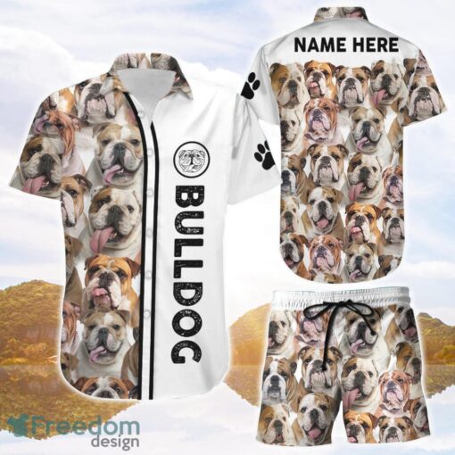 Bulldog Hawaiian Shirt Personalize Name Bulldog Faces Button Down Shirts Gift For Bulldog Lovers Product Photo 1