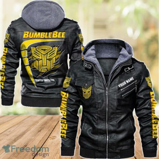 Bumblebee 2D Leather Jacket For Men Custom Name Special Gift Ideas Product Photo 1