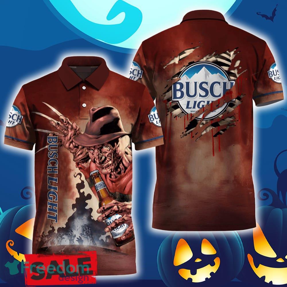 Busch Light Halloween Freddy Krueger Polo Shirt For Men Women Gift Christmas Holidays image Busch Light Halloween Freddy Krueger Polo Shirt For Men Women Gift Christmas Holidays - Busch Light Halloween Freddy Krueger Polo Shirt For Men Women Gift Christmas Holidays