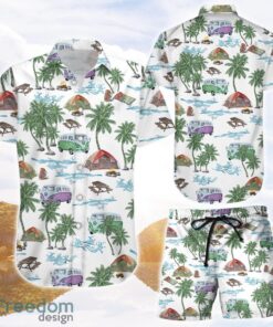 Camping Hawaiian Shirt Camping Watercolor Palm Tree Summer 3D Printing Hawaiian Shirt