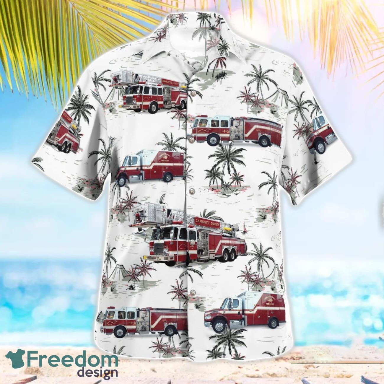 Charlotte County, Florida, Charlotte County Fire & EMS Hawaiian Shirt Beach Shirt For Men And Women image Charlotte County, Florida, Charlotte County Fire & EMS Hawaiian Shirt Beach Shirt For Men And Women Product Photo 3
