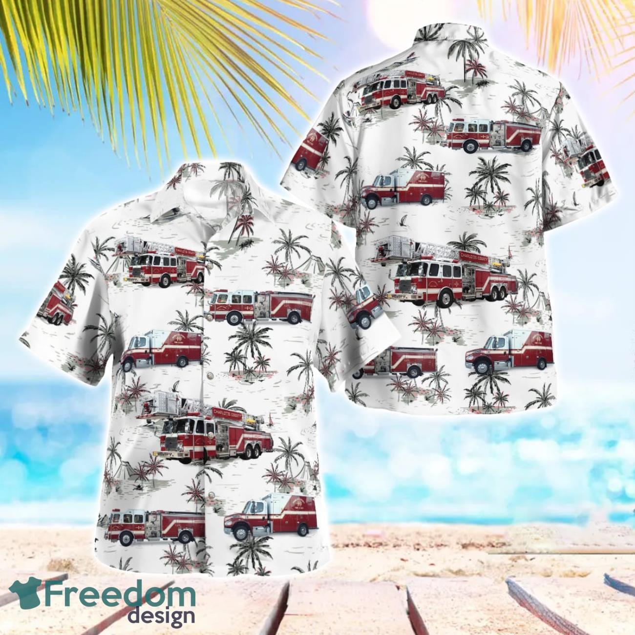 Charlotte County, Florida, Charlotte County Fire & EMS Hawaiian Shirt Beach Shirt For Men And Women image Charlotte County, Florida, Charlotte County Fire & EMS Hawaiian Shirt Beach Shirt For Men And Women Product Photo 1