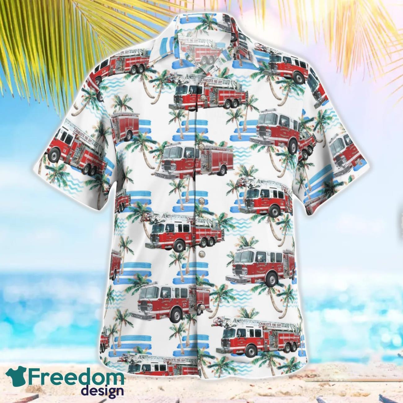 Charlotte, North Carolina, Charlotte Fire Department Summer Hawaiian Shirt For Men Women image Charlotte, North Carolina, Charlotte Fire Department Summer Hawaiian Shirt For Men Women Product Photo 3