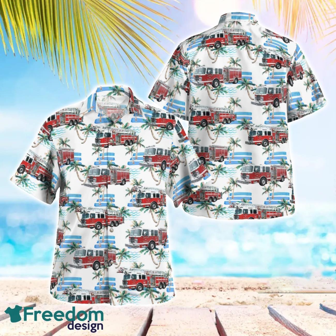 Charlotte, North Carolina, Charlotte Fire Department Summer Hawaiian Shirt For Men Women image Charlotte, North Carolina, Charlotte Fire Department Summer Hawaiian Shirt For Men Women Product Photo 1