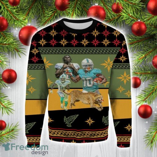 Cheetah Miami Dolphins Christmas Gift Ugly Christmas Sweater For Men And Women Product Photo 1