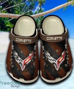 Chevrolet Corvette Exclusive Clogs Shoes Brown Beach Logo Car For Fans Hot Holidays Gift Clogs Shoes