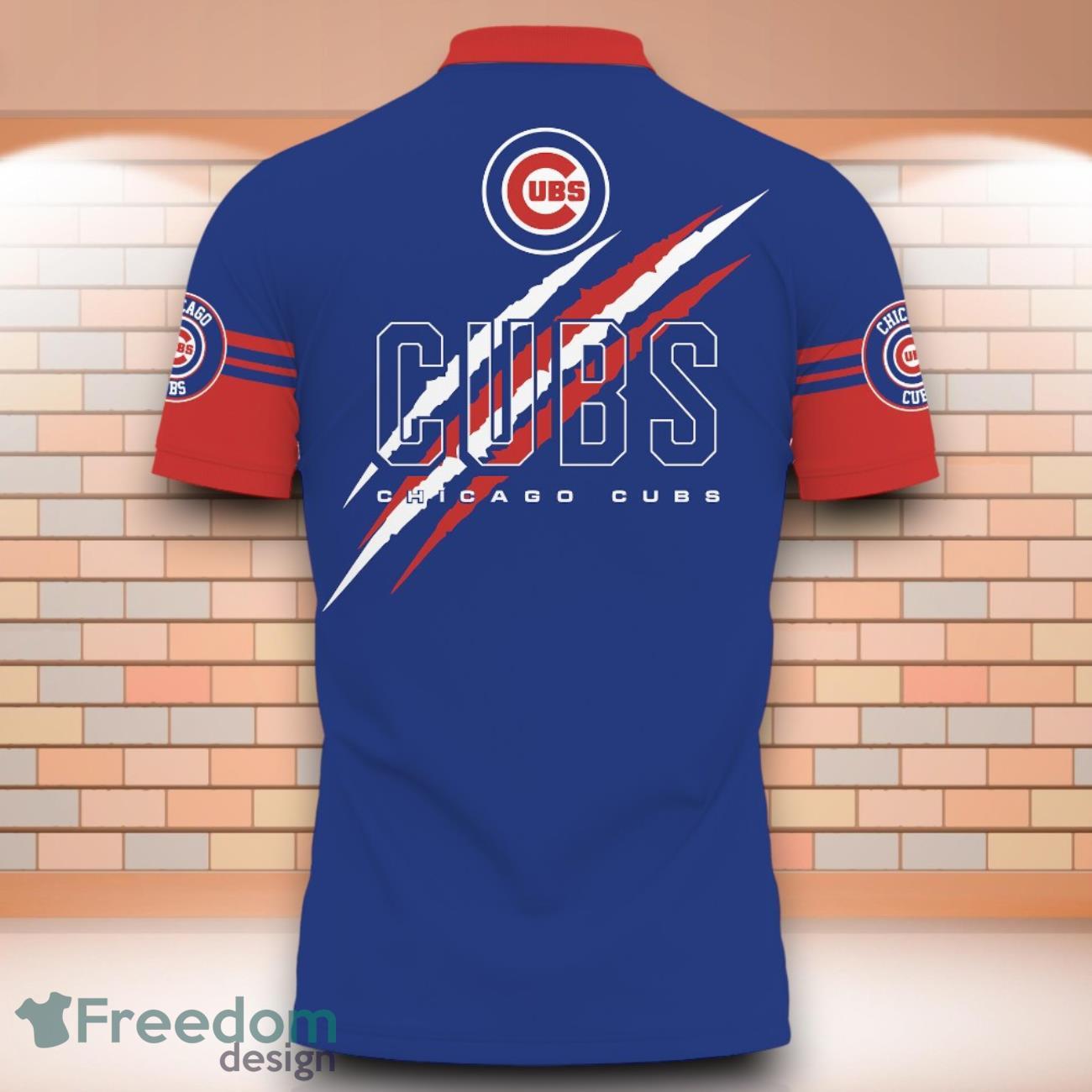 Chicago Cubs MLB Cub Love 3D Polo Shirt With Claws Pattern Chicago Cubs MLB Cub Love 3D Polo Shirt With Claws Pattern Product Photo 3