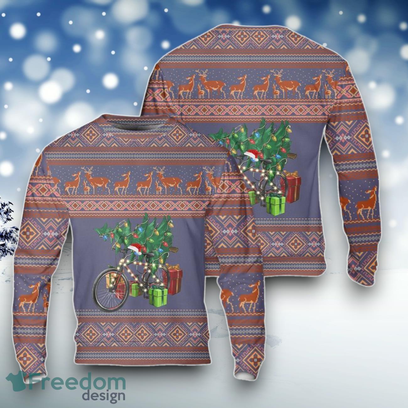 Christmas Bicycle With Gifts Sweater For Men Women image Christmas Bicycle With Gifts Sweater For Men Women Product Photo 1