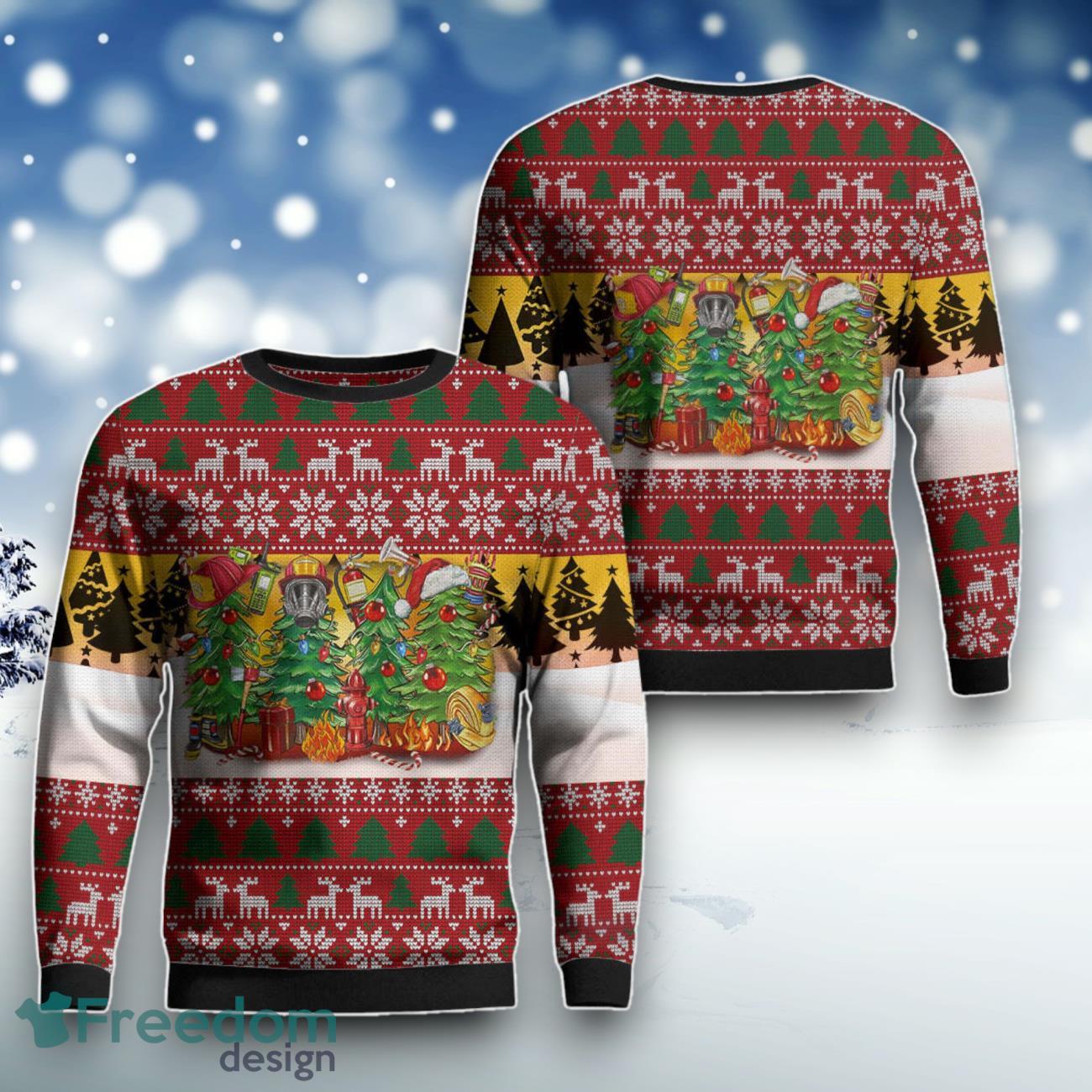 Christmas Firefighter Trees Sweater For Men Women image Christmas Firefighter Trees Sweater For Men Women Product Photo 1