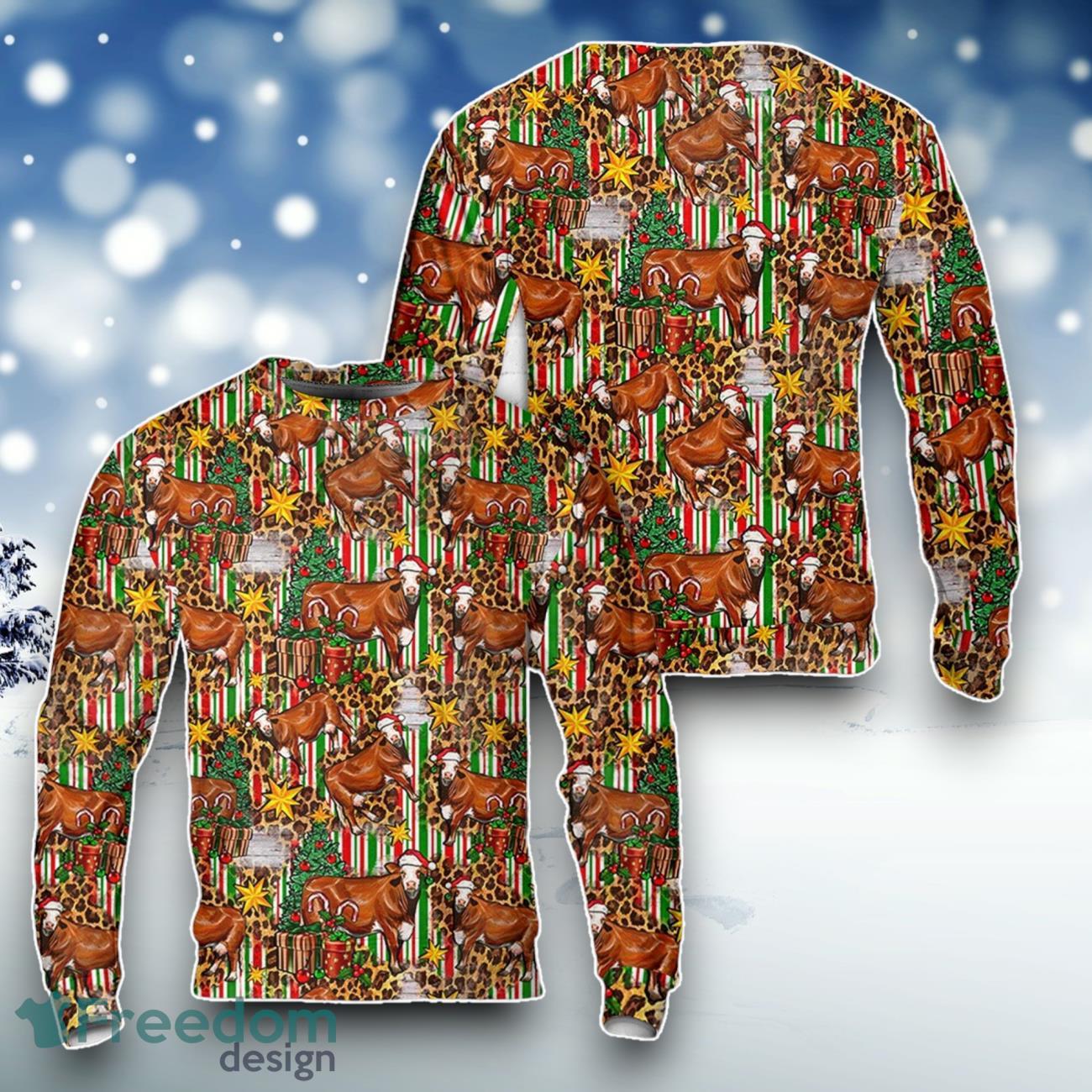 Christmas Leopard Cow Sweater For Men Women image Christmas Leopard Cow Sweater For Men Women Product Photo 1