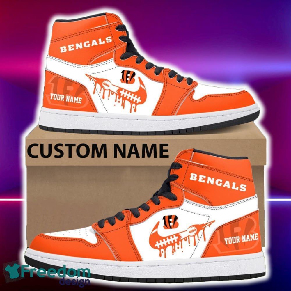Cincinnati Bengals Air Jordan Hightop Shoes New Custom Name For Fans Gift Sneaker image Cincinnati Bengals Air Jordan Hightop Shoes New Custom Name For Fans Gift Sneaker - Cincinnati Bengals Air Jordan Hightop Shoes Photo 4