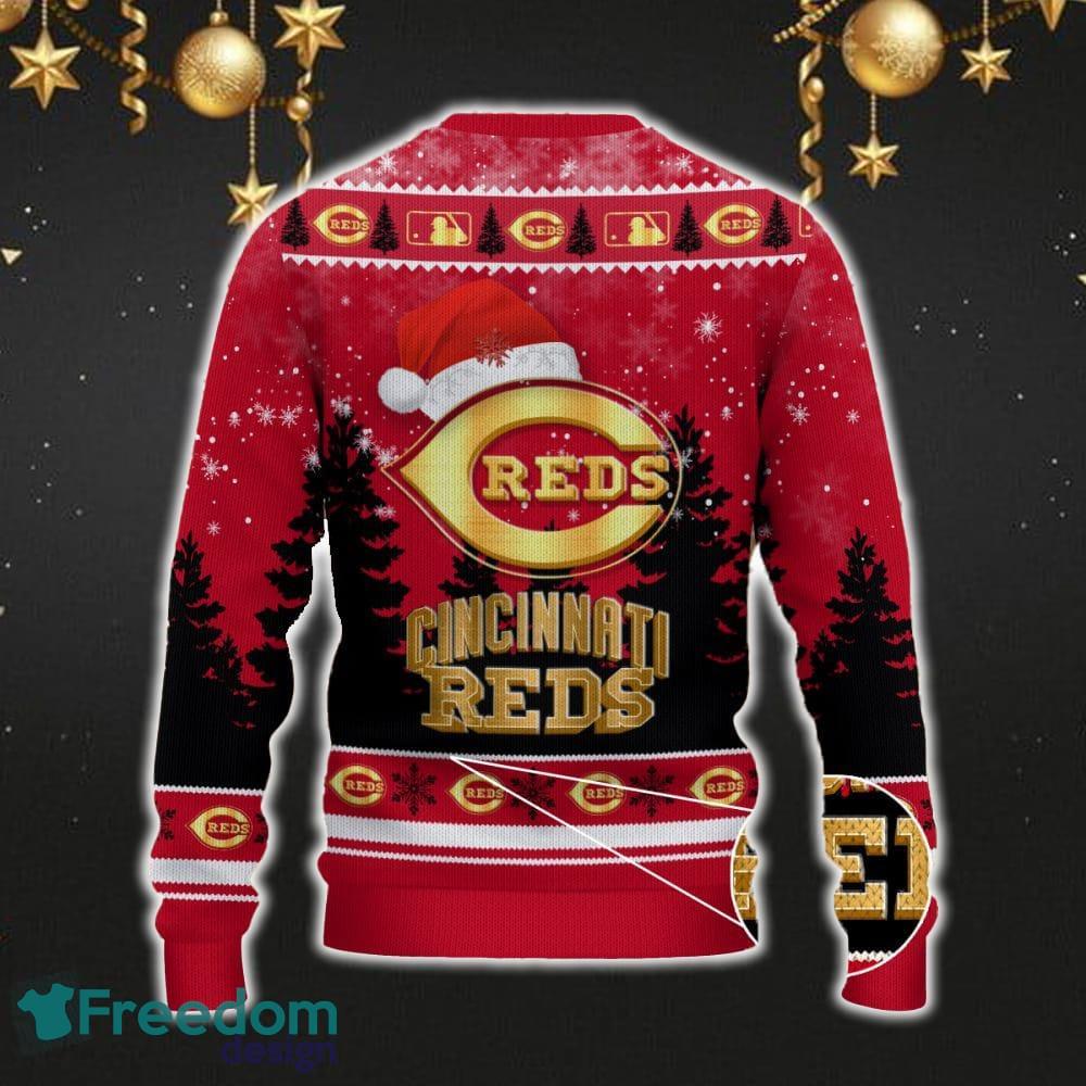 Cincinnati Reds Car For Fans 3D Sweater Ugly Christmas Santa Hat Tree Gift For Men Women image Cincinnati Reds Car For Fans 3D Sweater Ugly Christmas Santa Hat Tree Gift For Men Women - Cincinnati Reds Ugly Christmas Sweater_3