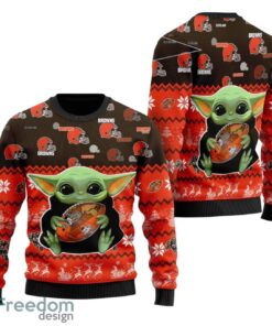 Cleveland Browns Baby Yoda Shirt For American Football Fans All Over Print Sweater Product Photo 1