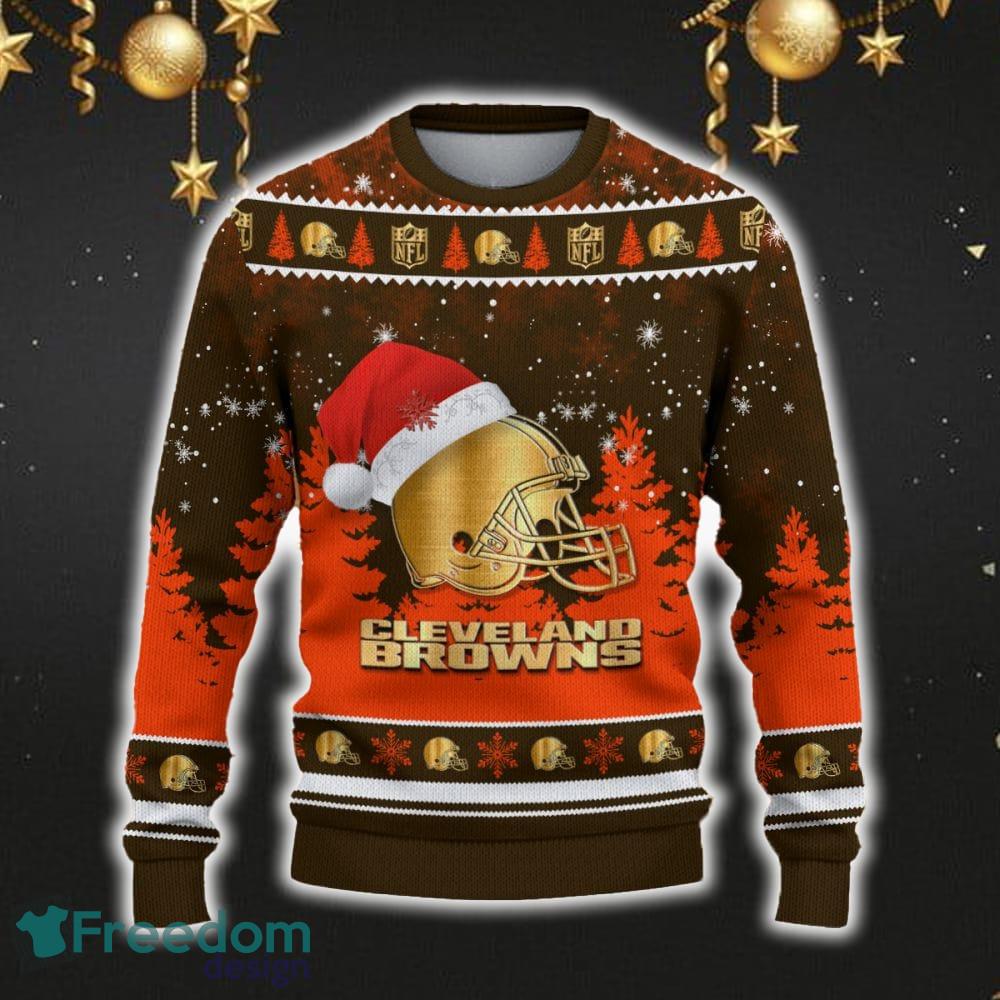 Cleveland Browns Car For Fans 3D Sweater Ugly Christmas Santa Hat Tree Gift For Men Women image Cleveland Browns Car For Fans 3D Sweater Ugly Christmas Santa Hat Tree Gift For Men Women - Cleveland Browns Ugly Christmas Sweater_2